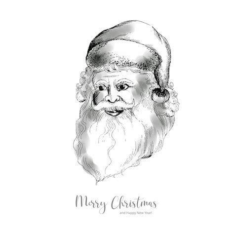 Free Vector | Hand draw christmas santa claus face sketch on white ...