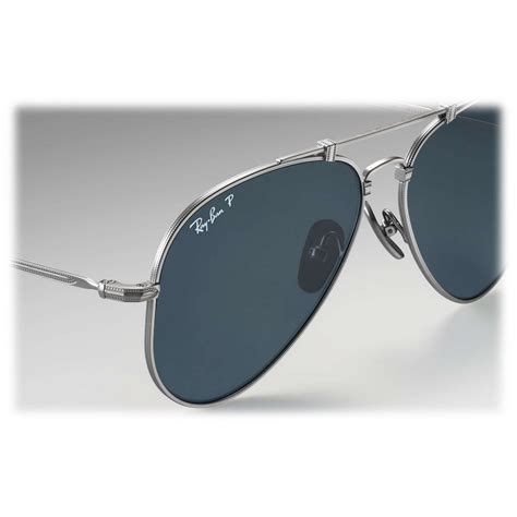 Ray-Ban - RB8125 9165 - Original Aviator Titanium - Matte Silver - Polarized Blue Mirror Lenses ...