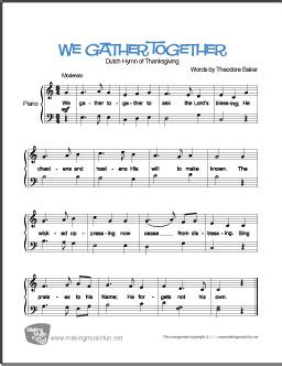 We Gather Together | Free Easy Piano Sheet Music