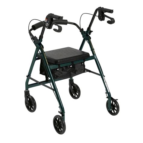 Drive Aluminum Rollator with Fold Up and Removable Back Support, 6" Casters, Green | FSAstore.com