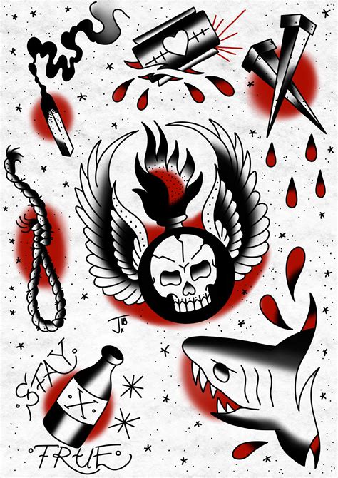 Traditional Tattoo Flash Drawings