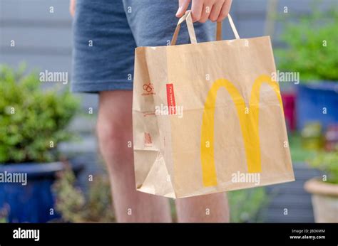 Close up of a McDonald's Take Away Food Brown Paper Bag, McDonald's Stock Photo: 144734820 - Alamy