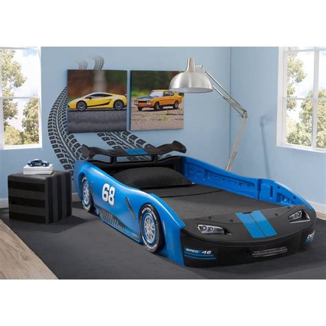 Delta Children Turbo Race Car Twin Bed, Blue - Walmart.com in 2020 | Kids car bed, Twin car bed ...