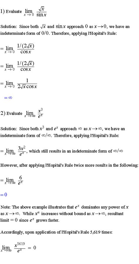 L'hopital's Rule - Calculus - Le Hopitals