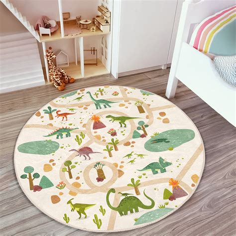 Dinosaur Themed Round Rug Non-slip Rug Washable Dinosaur - Etsy