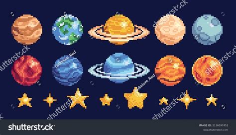 Planets Solar System Stars Pixel Art Stock Vector (Royalty Free) 2136597451 | Shutterstock