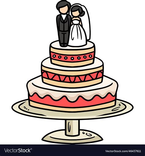 Wedding cake cartoon colored clipart Royalty Free Vector