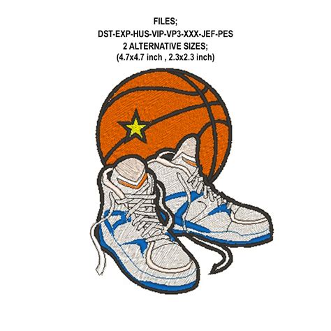 Basketball Embroidery Design Digital File Two Sizes | Etsy