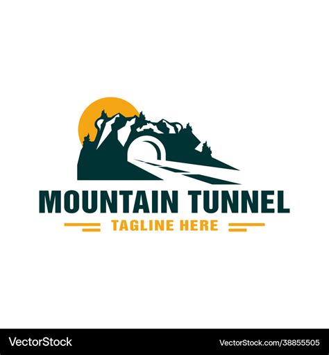 Road tunnel logo under mountain Royalty Free Vector Image