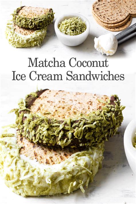 Matcha Coconut Ice Cream Sandwiches - Flatoutbread