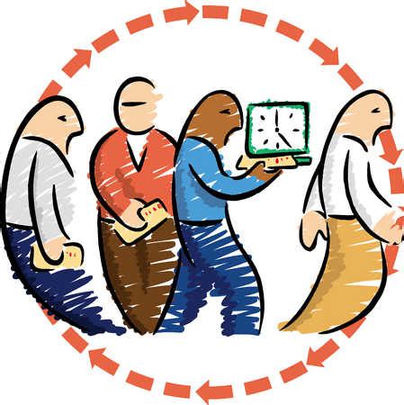 Stock Illustration - People Punching Card At Time Clock