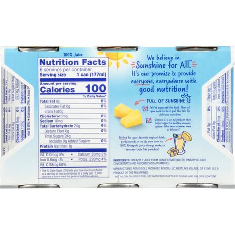 Dole Juice Nutrition Facts | Besto Blog