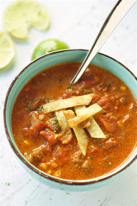 Slow Cooker Beef Enchilada Soup - Slow Cooker Gourmet