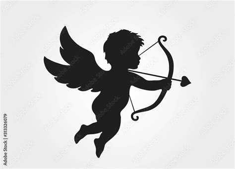 Cute cupid with bow and arrow. love symbol Stock Vector | Adobe Stock