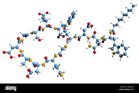 3D image of Daptomycin skeletal formula - molecular chemical structure of lipopeptide antibiotic ...