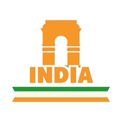 happy independence day india monument indina gate landmark flag flat style icon 2578660 Vector ...