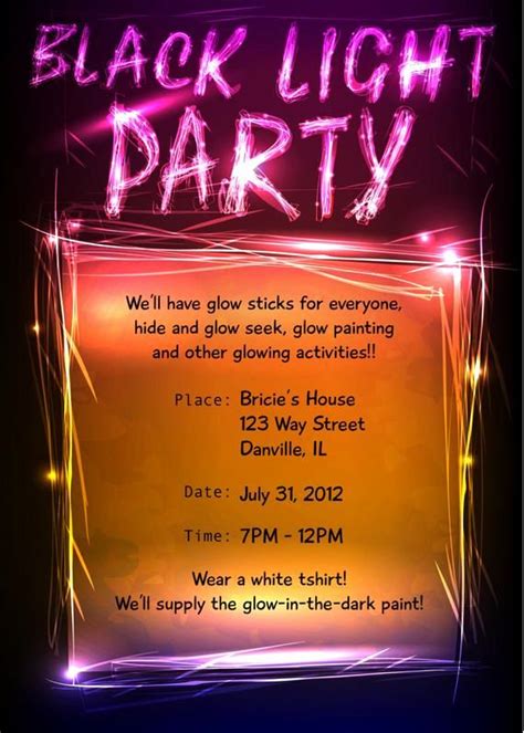 Black Light Party Invitation Templates Inspirational Unavailable Listing On Etsy | Neon party ...