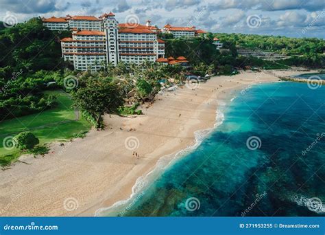 Beach with Luxury Hotel Resort and Ocean in Bali Island. Aerial View ...