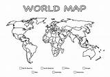 Printable World Map Coloring Page sketch template