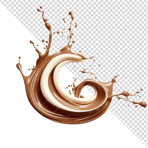 Premium PSD | Chocolate and milk splash on transparent background