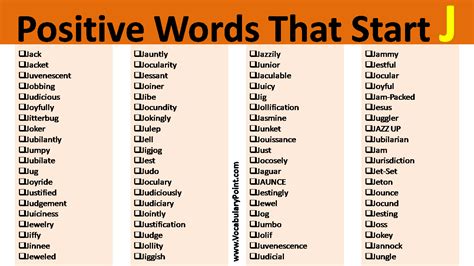 Positive Vocabulary Words that Start with J - Vocabulary Point