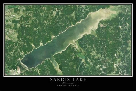 Sardis Lake Mississippi Satellite Poster Map