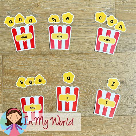 Editable Popcorn Sight Word Center - In My World