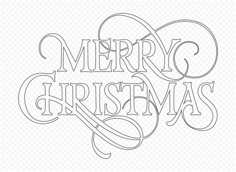 HD Black Outline Merry Christmas Word Text Logo PNG | Citypng