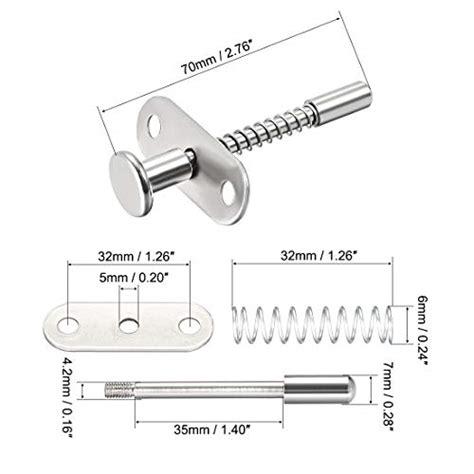 uxcell Plunger Latches Spring-loaded Stainless Steel 7mm Dia Head 6mm Dia Spring 70mm Total ...