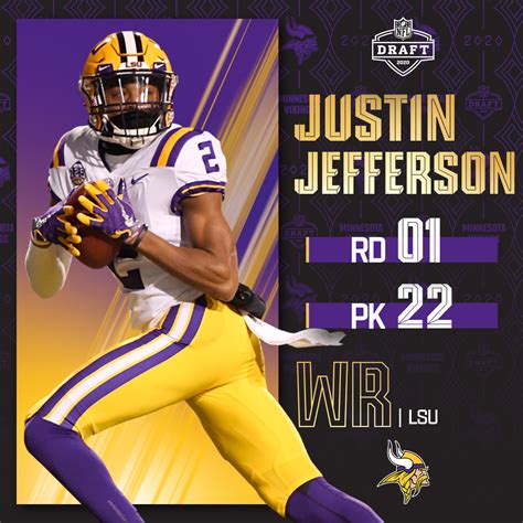 NFL on Twitter: "With the No. 22 overall pick, the @Vikings select @LSUfootball WR Justin ...