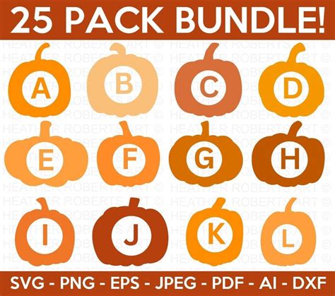 Pumpkin Monogram SVG Bundle, Pumpkin SVG, Pumpkin Vector, Halloween Svg ...