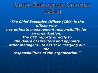 Roles And Responsibilities Of Ceo