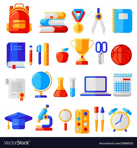 School and education icons symbols objects set Vector Image