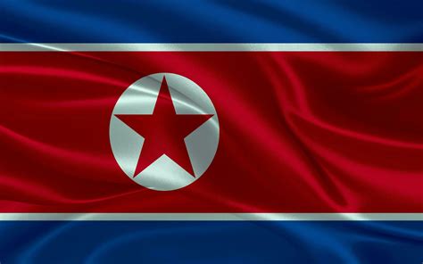 3d waving realistic silk national flag of North Korea. Happy national ...