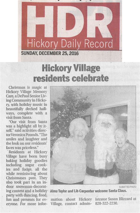 Hickory Village Residents Celebrate the Holidays (Hickory Daily Record: December 25, 2016) | DePaul