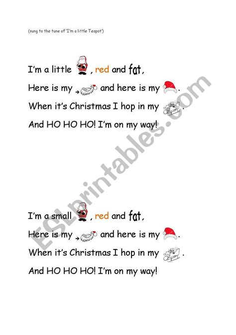 Santa Rhyme/Song - ESL worksheet by beckz24