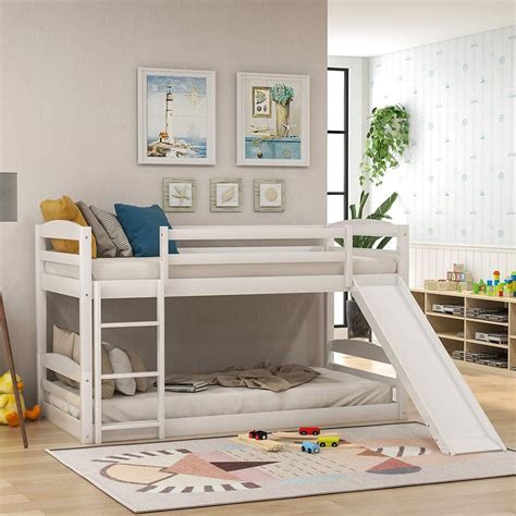 Harper & Bright Designs Low Toddler Bunk Beds With Slide