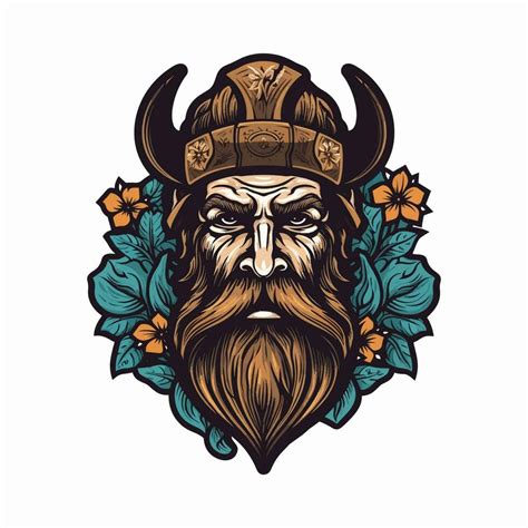 A fierce Viking warrior hand-drawn logo design, perfect for a sports ...