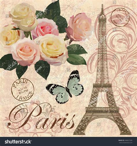 Paris Vintage Postcard Stock Vector (Royalty Free) 448627240 | Shutterstock