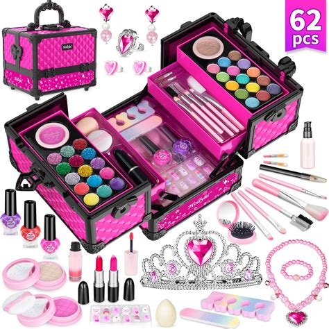 Amazon.com: Hollyhi Juego de 62 piezas de maquillaje para niños para niñas, juego de juguetes de ...