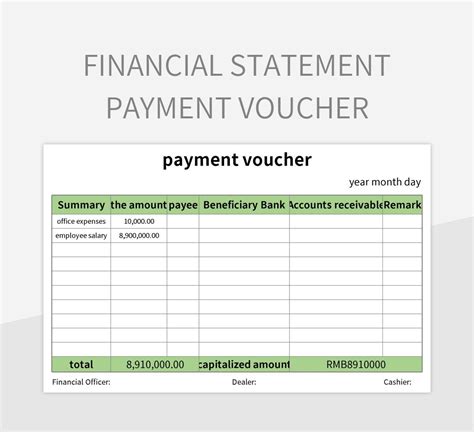 Financial Statement Payment Voucher Excel Template And Google Sheets File For Free Download ...