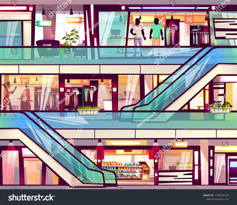 Mall Shop Escalator Staircase Vector Illustration Stock Vector (Royalty Free) 1184628124 ...