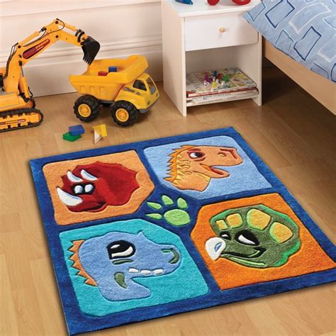 Dino the dinosaur blue red orange childrens fun rug. Great for the bedroom, playroom or play ...