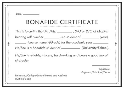 Bonafide Certificate for Students | Certificate format, Student ...