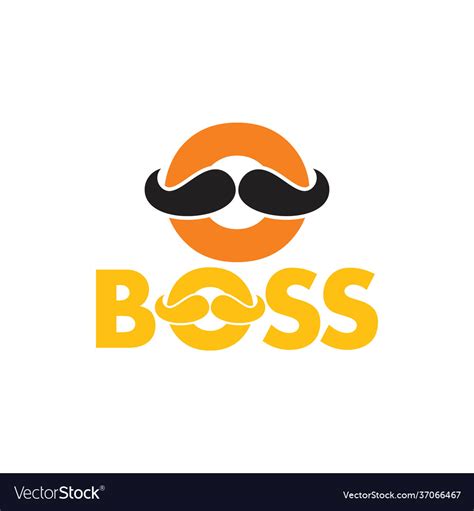 Text boss mustache design logo Royalty Free Vector Image