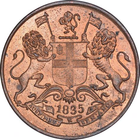 Copper One Quarter Anna Coin of East India Company of Calcutta Mint of ...