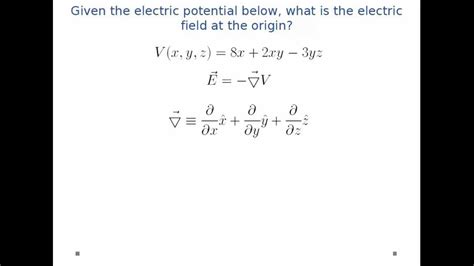 Electric Potential - Convert Electric Potential to Electric Field - YouTube