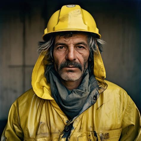 Premium AI Image | Portrait of a worker with yellow hard hat and ...