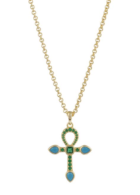Turquoise and Emerald Cross Pendant — atelier18