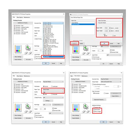 Print Settings for Mug Size sublimation paper - Epson Printer on ...